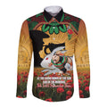 Personalised Rabbitohs Rugby ANZAC Day Long Sleeve Button Shirt Last Post Poppy We Will Remember Them