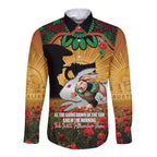Personalised Rabbitohs Rugby ANZAC Day Long Sleeve Button Shirt Last Post Poppy We Will Remember Them