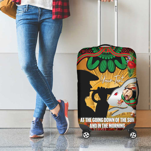 Personalised Rabbitohs Rugby ANZAC Day Luggage Cover Last Post Poppy We Will Remember Them