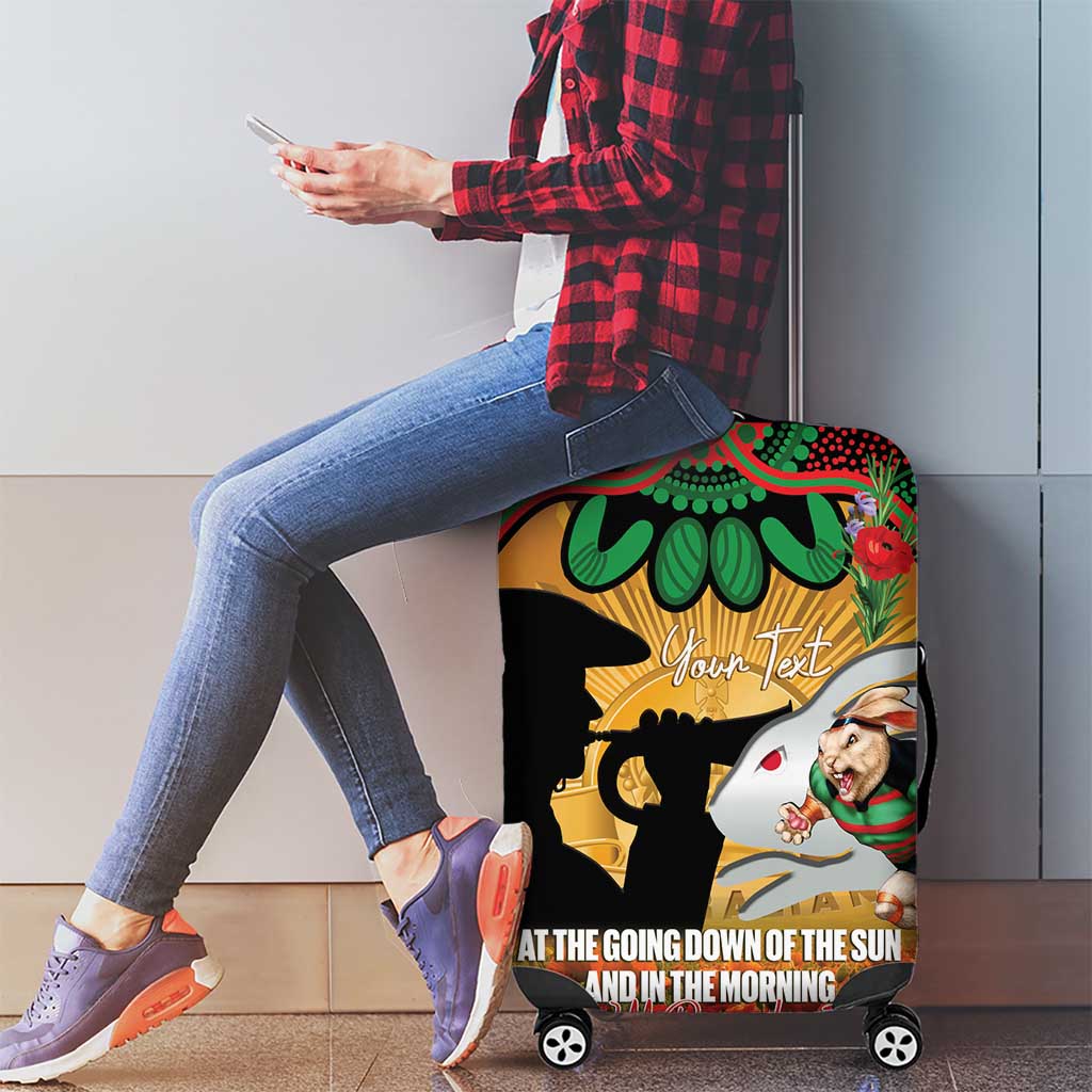Personalised Rabbitohs Rugby ANZAC Day Luggage Cover Last Post Poppy We Will Remember Them