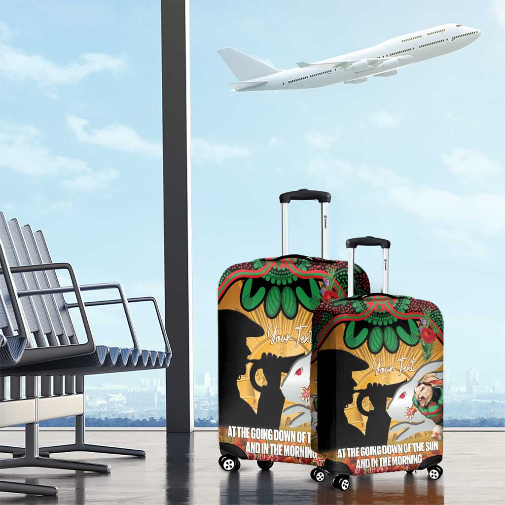 Personalised Rabbitohs Rugby ANZAC Day Luggage Cover Last Post Poppy We Will Remember Them