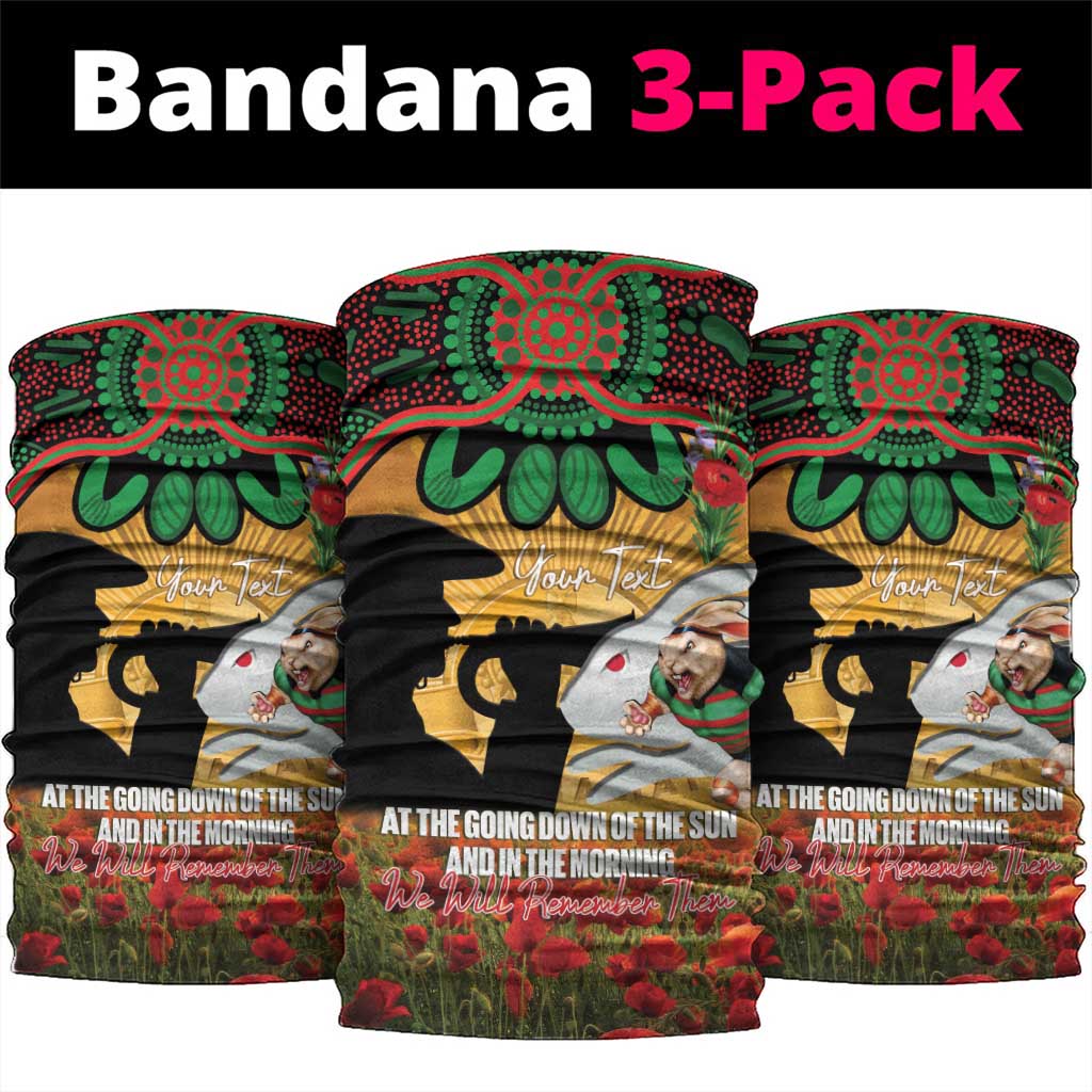 Personalised Rabbitohs Rugby ANZAC Day Neck Gaiter Last Post Poppy We Will Remember Them