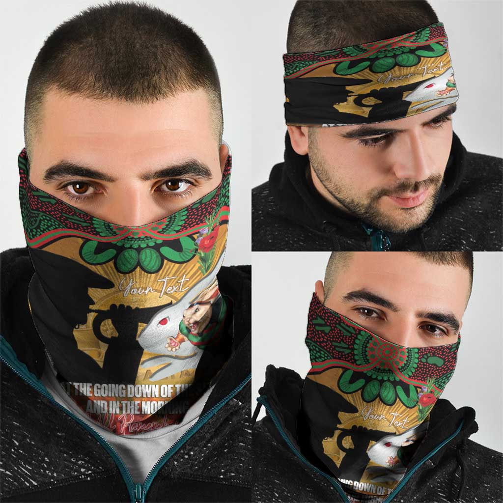 Personalised Rabbitohs Rugby ANZAC Day Neck Gaiter Last Post Poppy We Will Remember Them