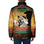 Personalised Rabbitohs Rugby ANZAC Day Padded Jacket Last Post Poppy We Will Remember Them