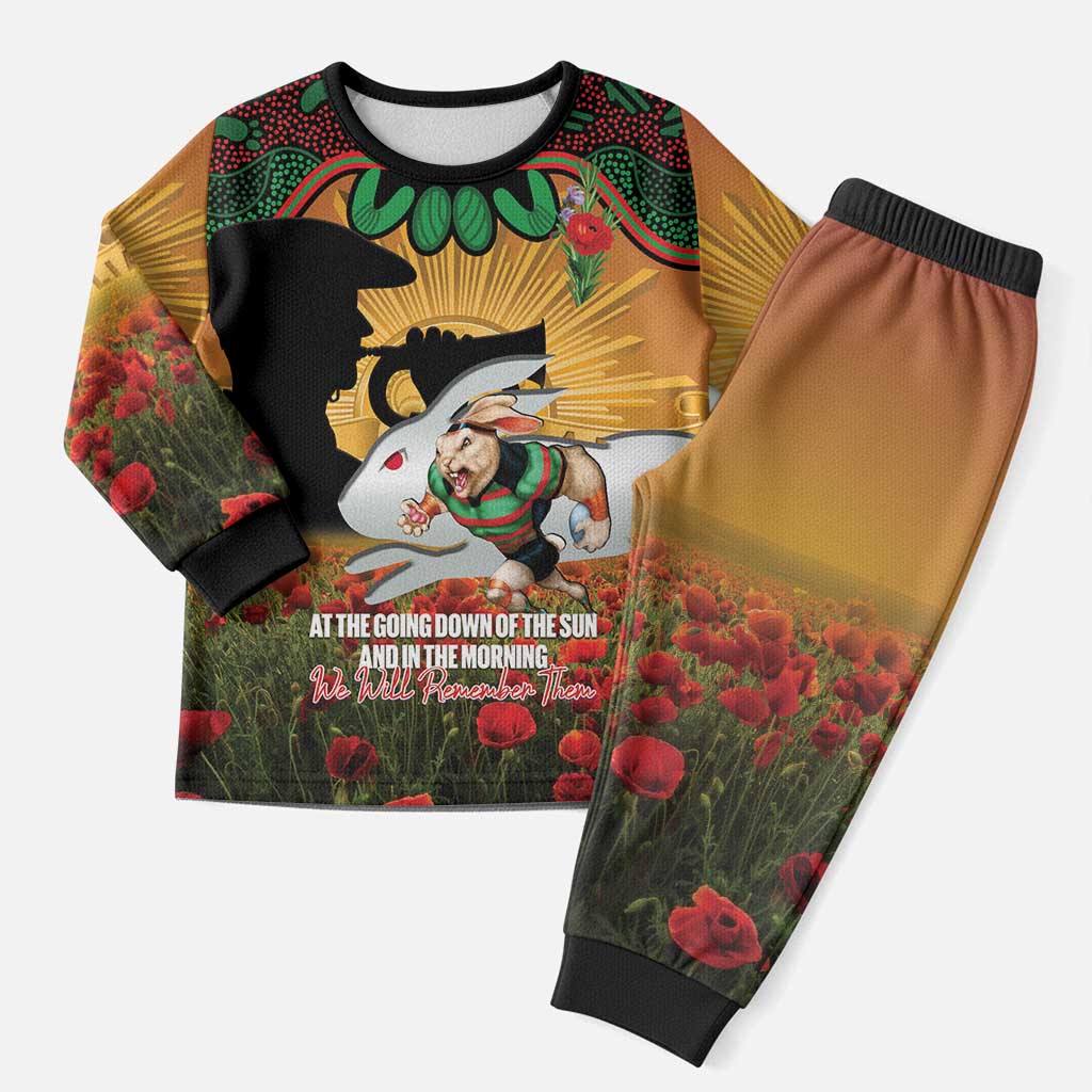 Personalised Rabbitohs Rugby ANZAC Day Pajama Set Last Post Poppy We Will Remember Them
