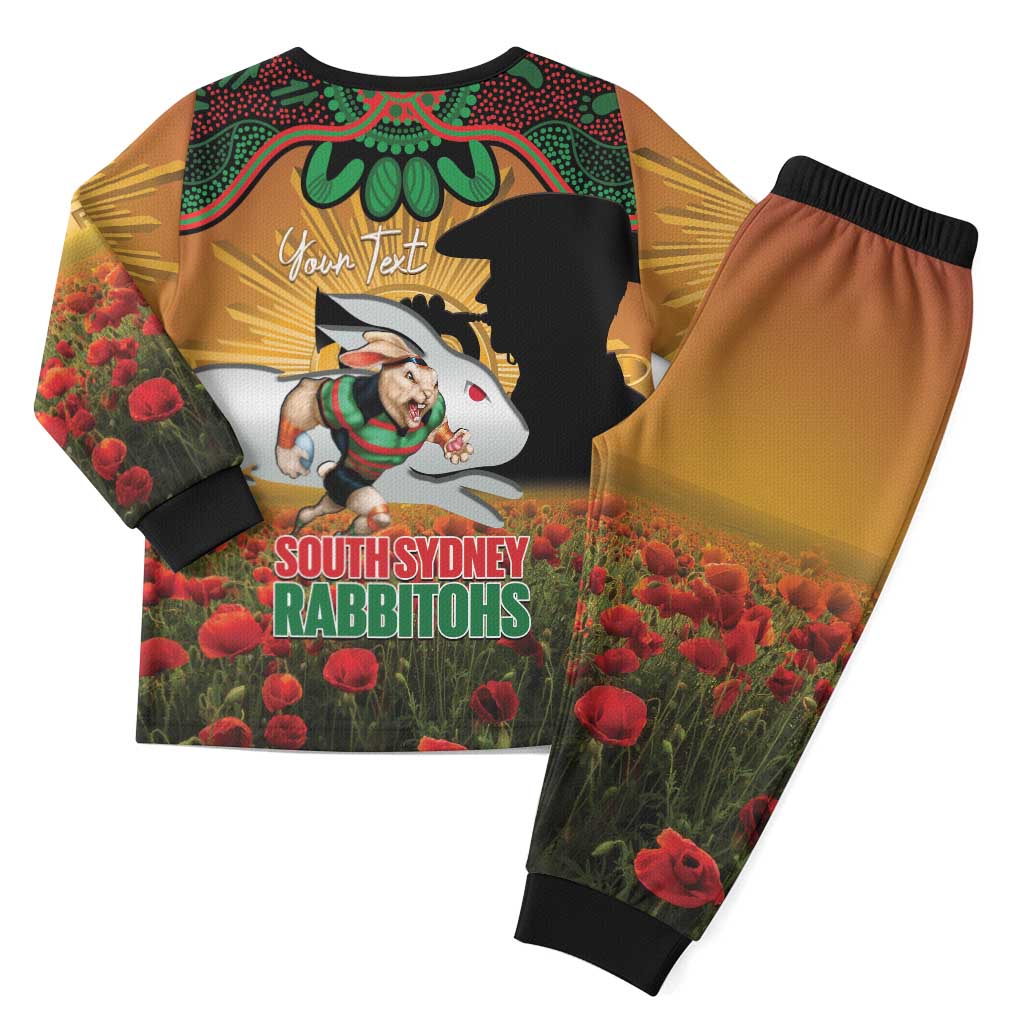 Personalised Rabbitohs Rugby ANZAC Day Pajama Set Last Post Poppy We Will Remember Them