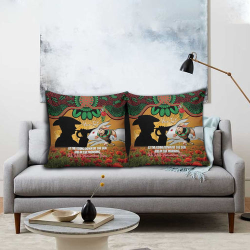 Personalised Rabbitohs Rugby ANZAC Day Pillow Cover Last Post Poppy We Will Remember Them