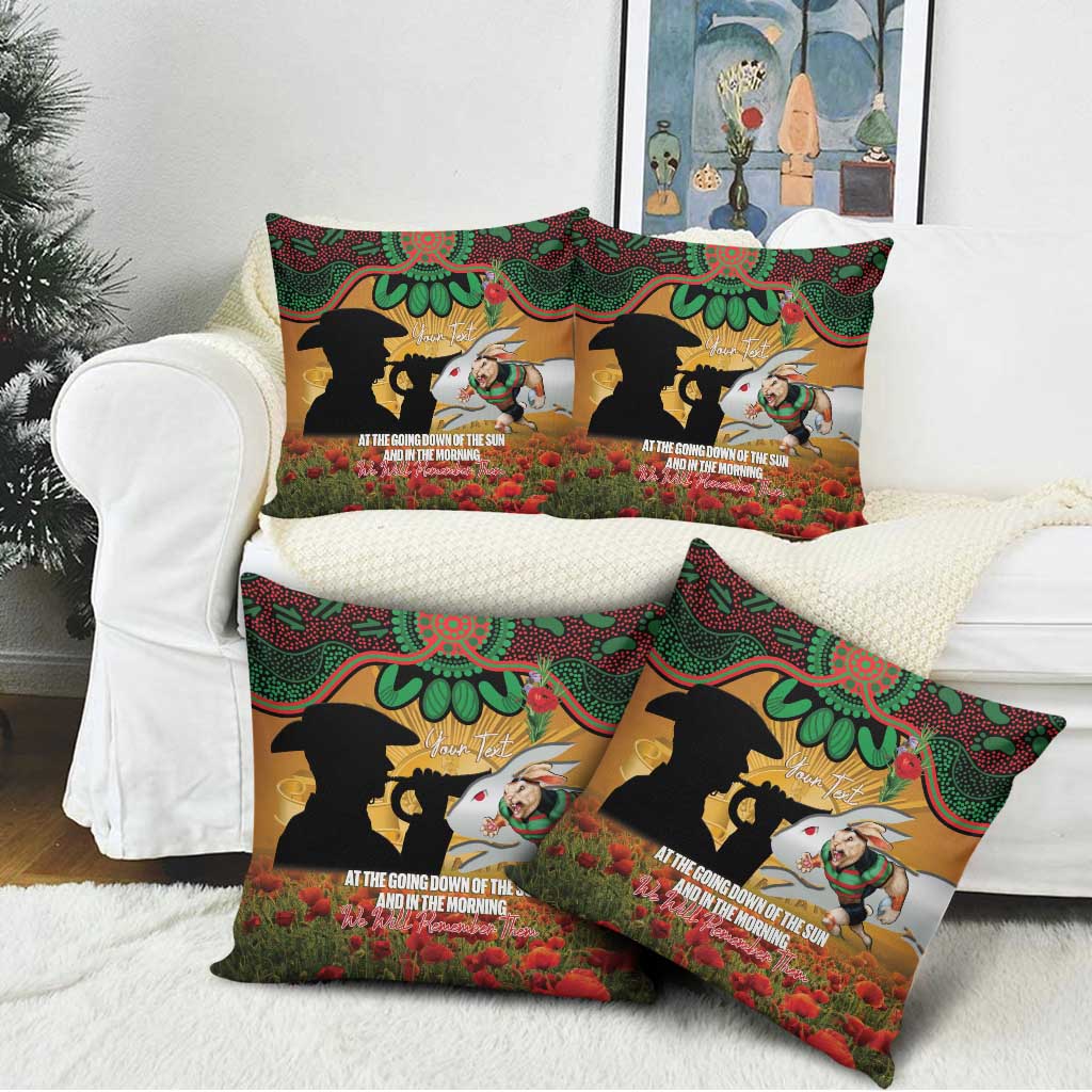 Personalised Rabbitohs Rugby ANZAC Day Pillow Cover Last Post Poppy We Will Remember Them