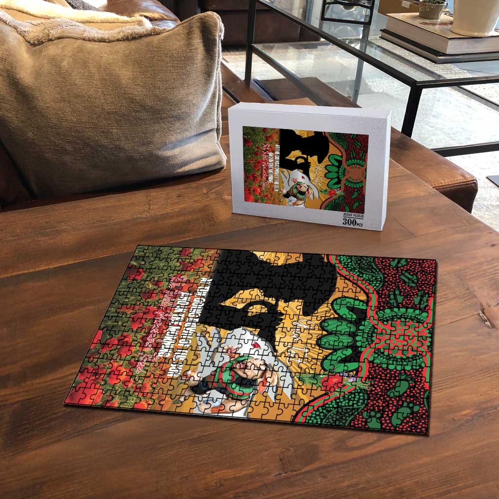 Personalised Rabbitohs Rugby ANZAC Day Puzzle Last Post Poppy We Will Remember Them