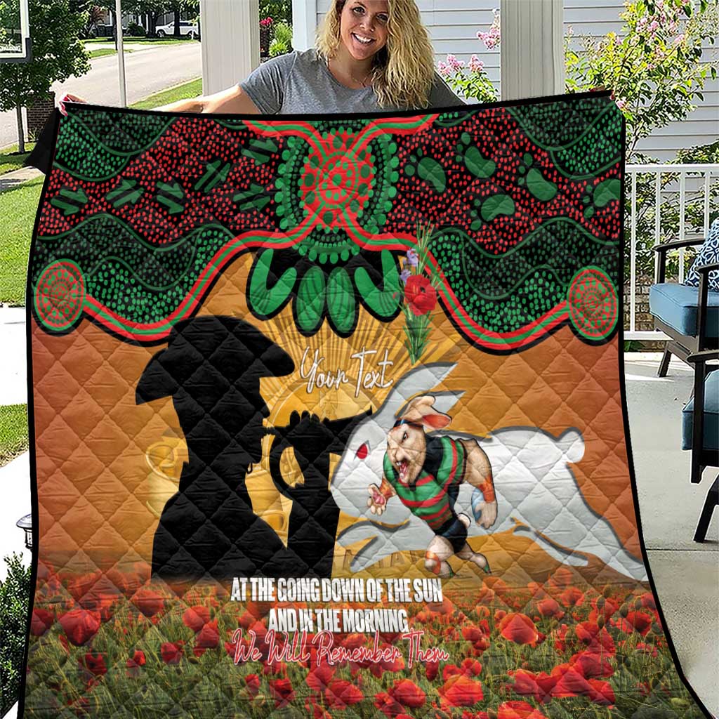 Personalised Rabbitohs Rugby ANZAC Day Quilt Last Post Poppy We Will Remember Them