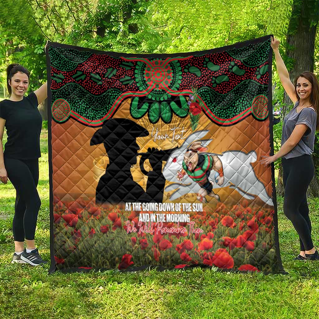 Personalised Rabbitohs Rugby ANZAC Day Quilt Last Post Poppy We Will Remember Them