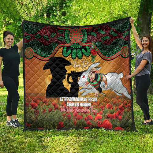 Personalised Rabbitohs Rugby ANZAC Day Quilt Last Post Poppy We Will Remember Them