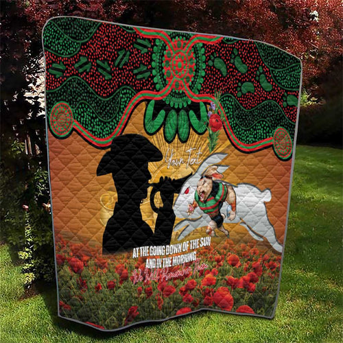 Personalised Rabbitohs Rugby ANZAC Day Quilt Last Post Poppy We Will Remember Them