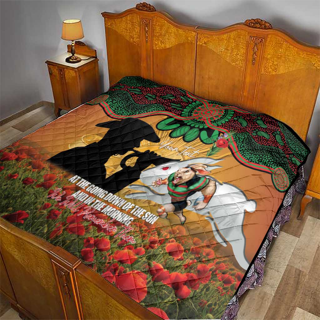 Personalised Rabbitohs Rugby ANZAC Day Quilt Last Post Poppy We Will Remember Them