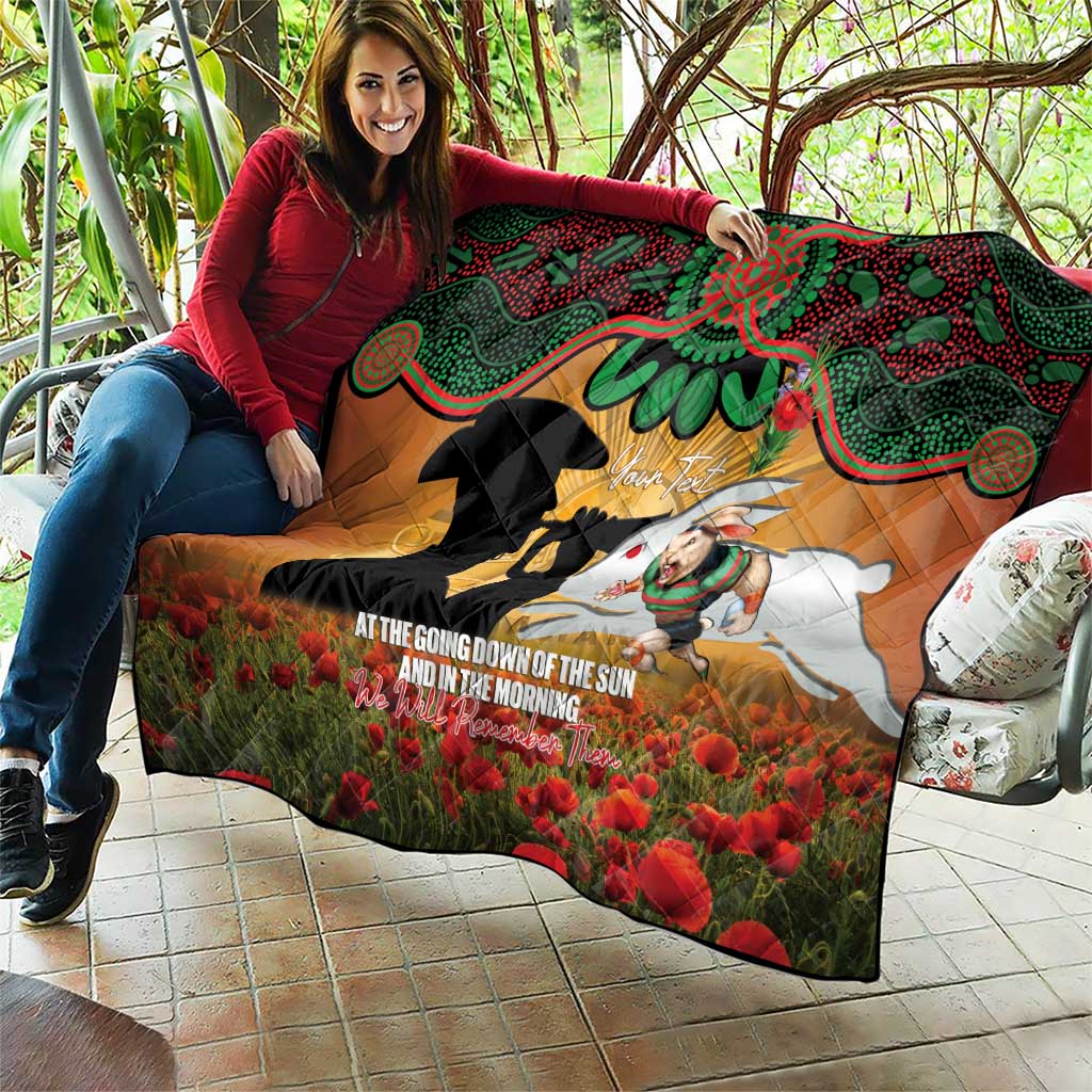 Personalised Rabbitohs Rugby ANZAC Day Quilt Last Post Poppy We Will Remember Them
