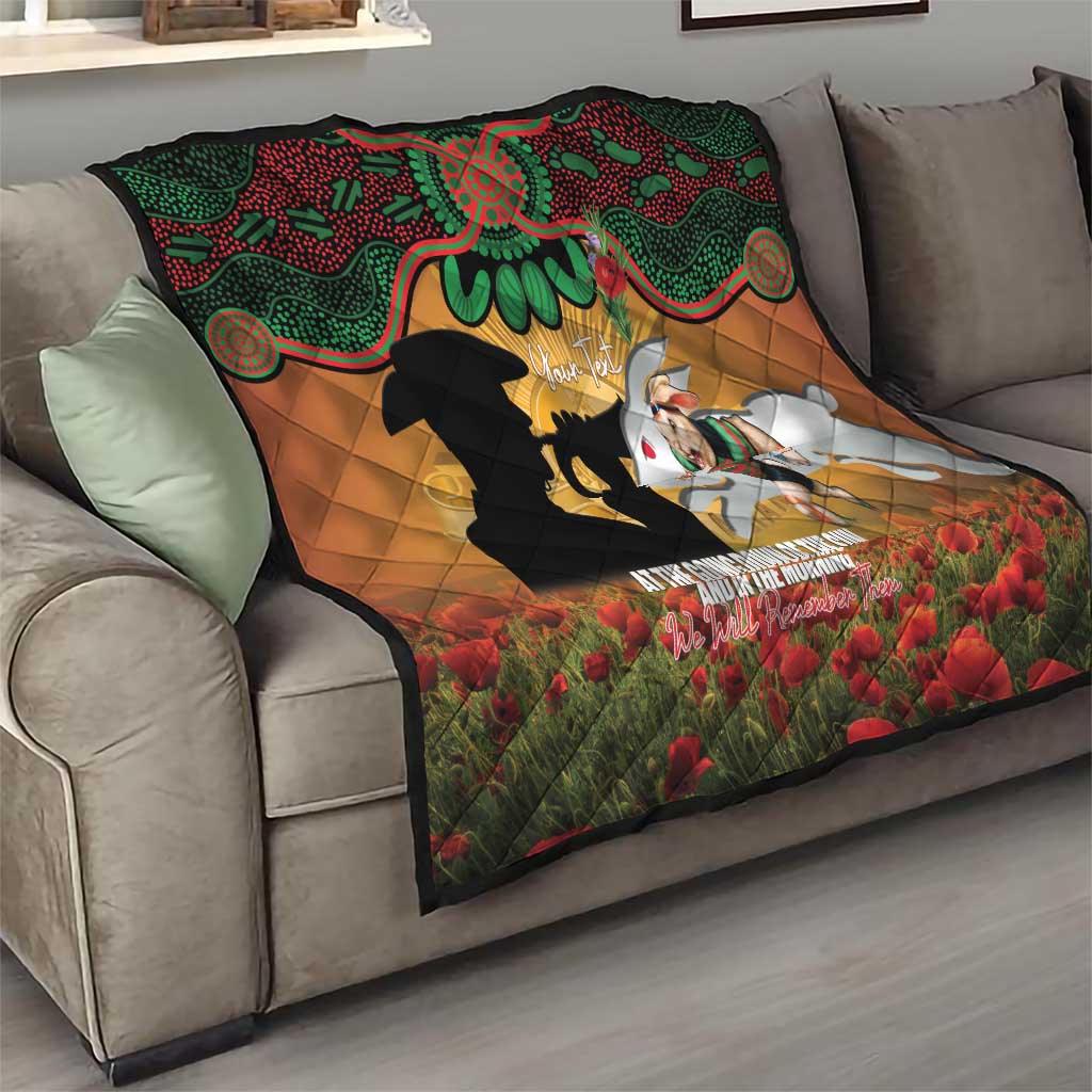 Personalised Rabbitohs Rugby ANZAC Day Quilt Last Post Poppy We Will Remember Them