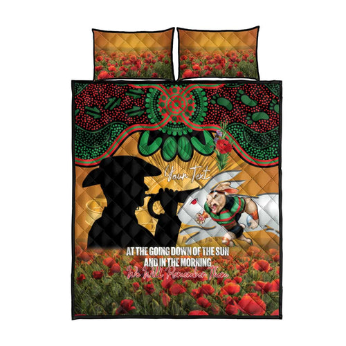 Personalised Rabbitohs Rugby ANZAC Day Quilt Bed Set Last Post Poppy We Will Remember Them