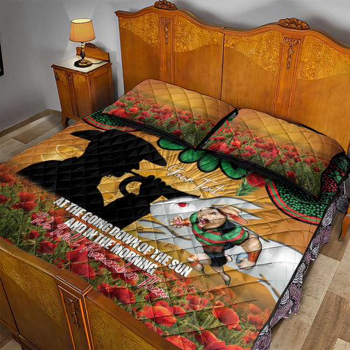 Personalised Rabbitohs Rugby ANZAC Day Quilt Bed Set Last Post Poppy We Will Remember Them