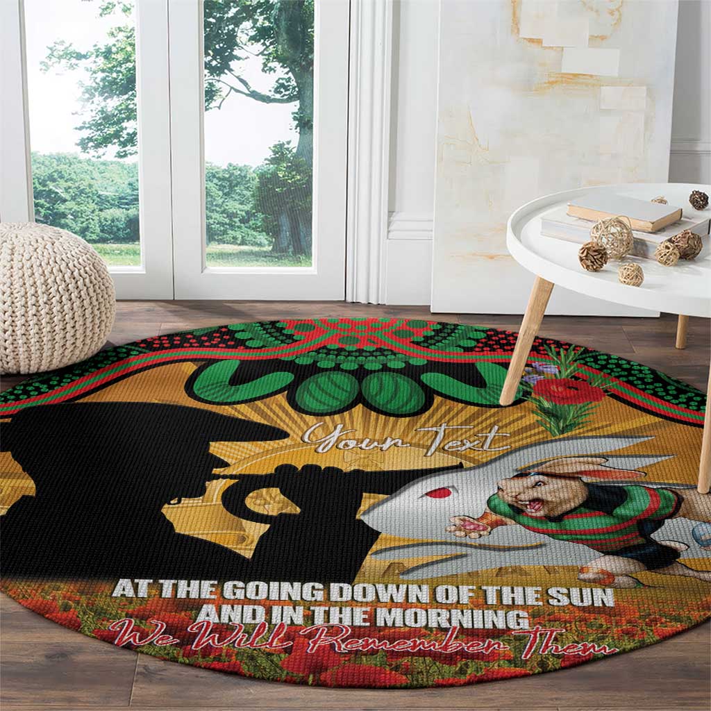 Personalised Rabbitohs Rugby ANZAC Day Round Carpet Last Post Poppy We Will Remember Them