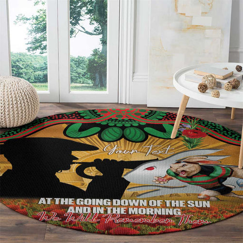 Personalised Rabbitohs Rugby ANZAC Day Round Carpet Last Post Poppy We Will Remember Them