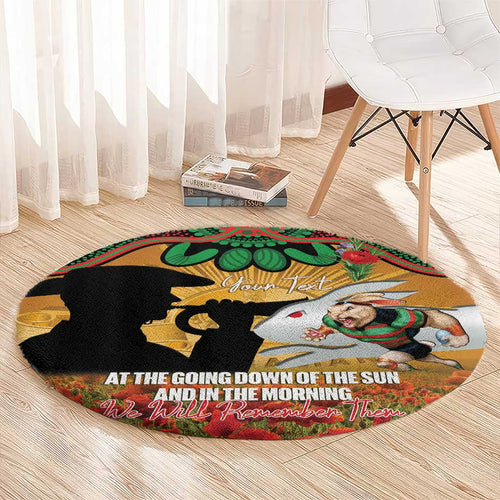 Personalised Rabbitohs Rugby ANZAC Day Round Carpet Last Post Poppy We Will Remember Them