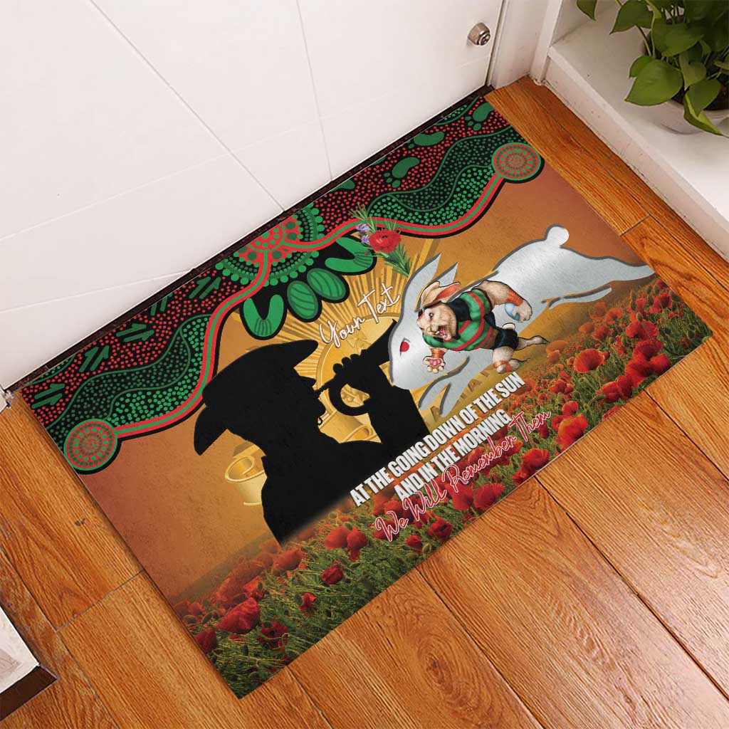 Personalised Rabbitohs Rugby ANZAC Day Rubber Doormat Last Post Poppy We Will Remember Them