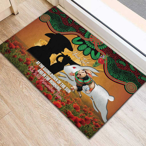 Personalised Rabbitohs Rugby ANZAC Day Rubber Doormat Last Post Poppy We Will Remember Them