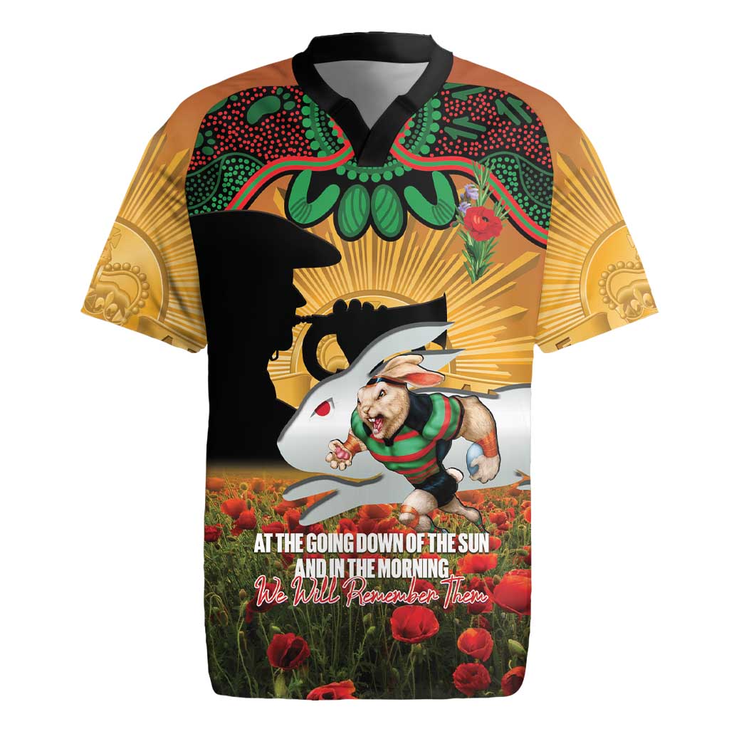 Personalised Rabbitohs Rugby ANZAC Day Rugby Jersey Last Post Poppy We Will Remember Them