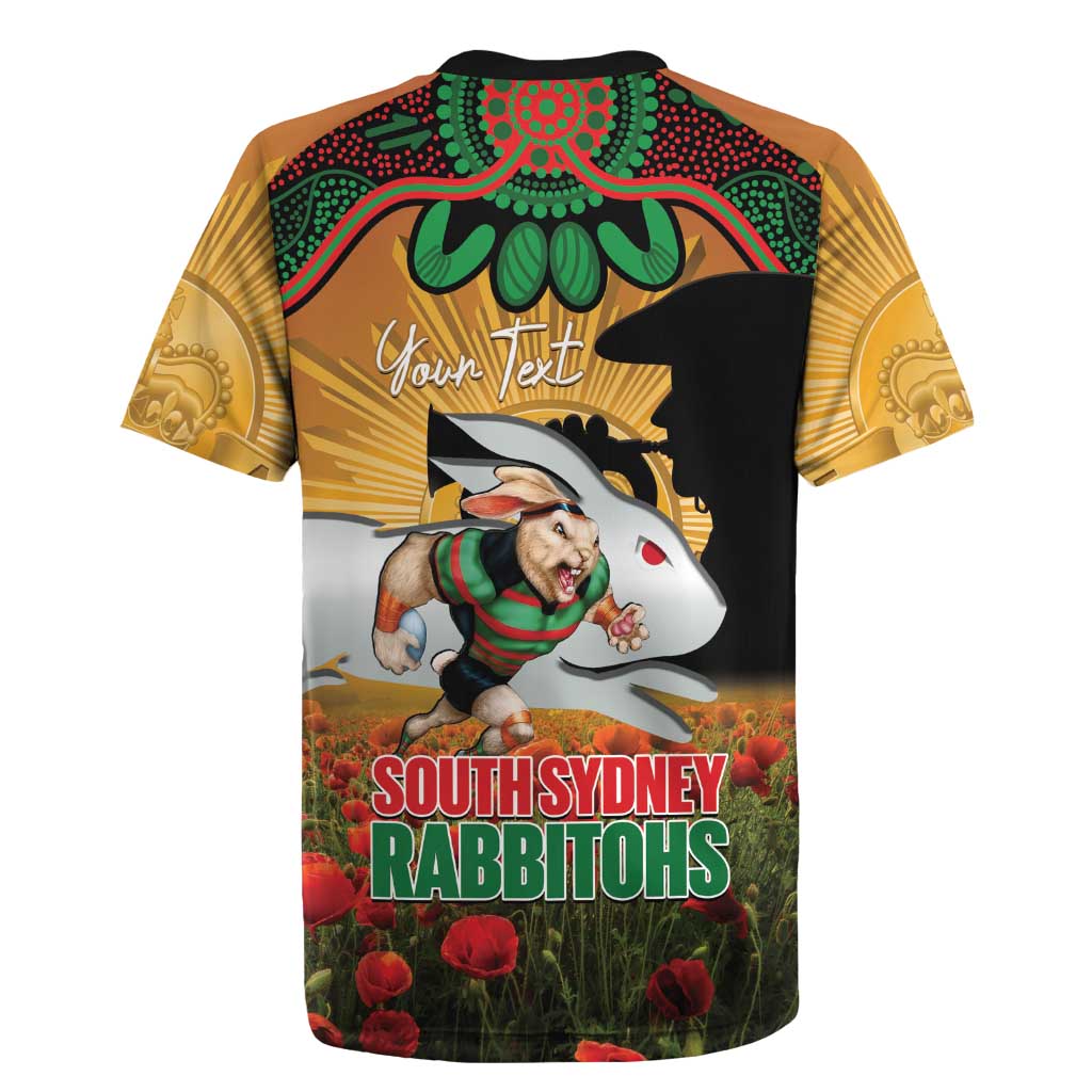 Personalised Rabbitohs Rugby ANZAC Day Rugby Jersey Last Post Poppy We Will Remember Them