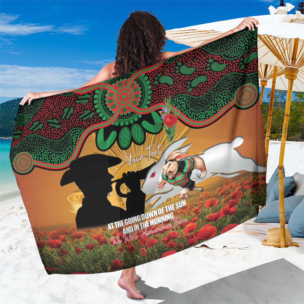 Personalised Rabbitohs Rugby ANZAC Day Sarong Last Post Poppy We Will Remember Them