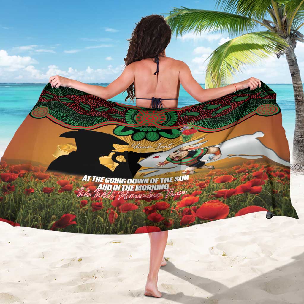 Personalised Rabbitohs Rugby ANZAC Day Sarong Last Post Poppy We Will Remember Them