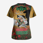 Personalised Rabbitohs Rugby ANZAC Day Scrub Top Last Post Poppy We Will Remember Them