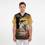 Personalised Rabbitohs Rugby ANZAC Day Scrub Top Last Post Poppy We Will Remember Them