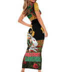 Personalised Rabbitohs Rugby ANZAC Day Short Sleeve Bodycon Dress Last Post Poppy We Will Remember Them