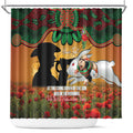 Personalised Rabbitohs Rugby ANZAC Day Shower Curtain Last Post Poppy We Will Remember Them