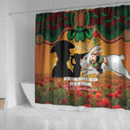 Personalised Rabbitohs Rugby ANZAC Day Shower Curtain Last Post Poppy We Will Remember Them