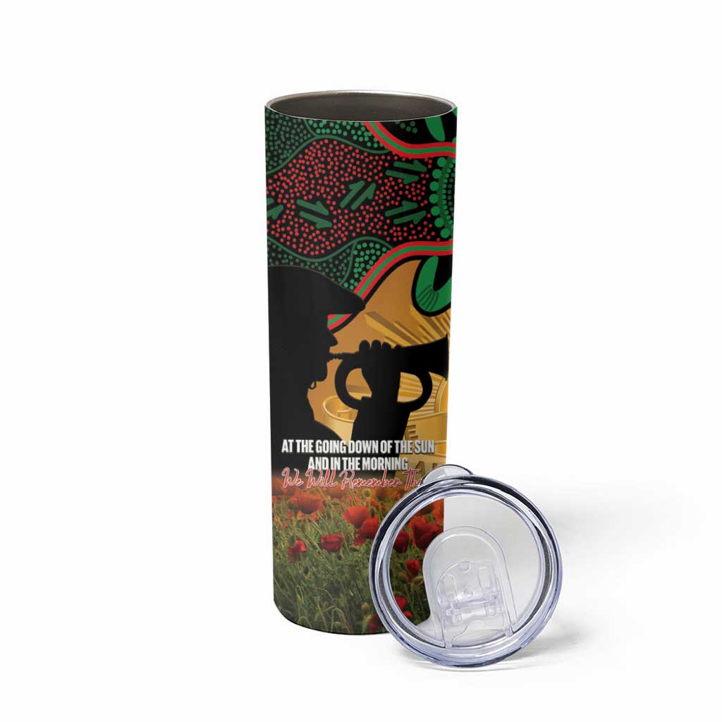 Personalised Rabbitohs Rugby ANZAC Day Skinny Tumbler Last Post Poppy We Will Remember Them