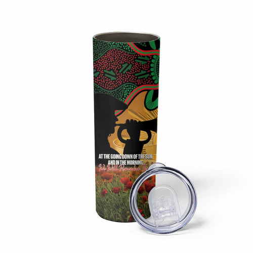 Personalised Rabbitohs Rugby ANZAC Day Skinny Tumbler Last Post Poppy We Will Remember Them