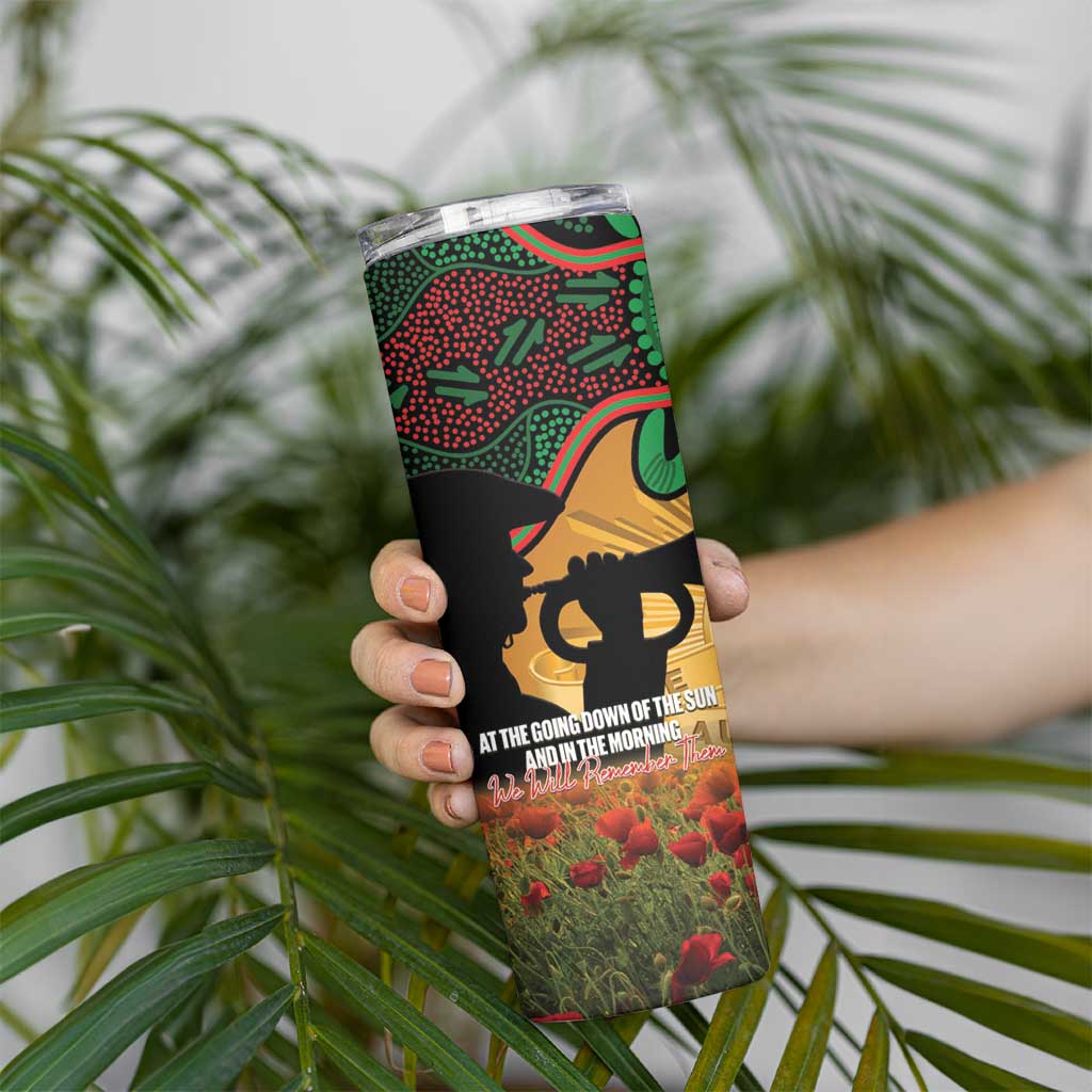 Personalised Rabbitohs Rugby ANZAC Day Skinny Tumbler Last Post Poppy We Will Remember Them
