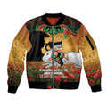 Personalised Rabbitohs Rugby ANZAC Day Sleeve Zip Bomber Jacket Last Post Poppy We Will Remember Them