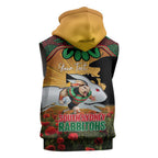 Personalised Rabbitohs Rugby ANZAC Day Sleeveless Zip Hoodie Last Post Poppy We Will Remember Them