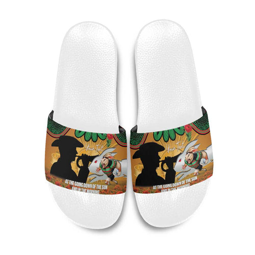 Personalised Rabbitohs Rugby ANZAC Day Slide Sandals Last Post Poppy We Will Remember Them
