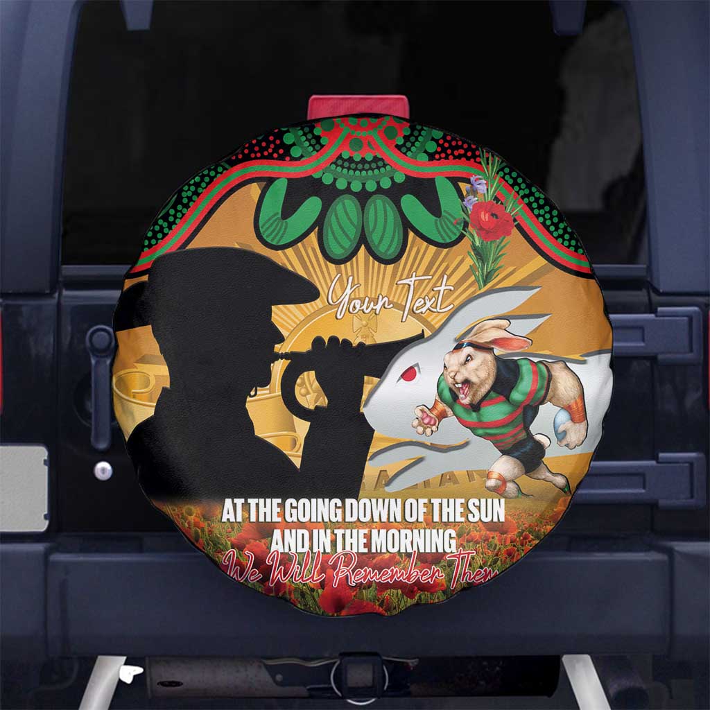 Personalised Rabbitohs Rugby ANZAC Day Spare Tire Cover Last Post Poppy We Will Remember Them