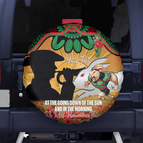 Personalised Rabbitohs Rugby ANZAC Day Spare Tire Cover Last Post Poppy We Will Remember Them