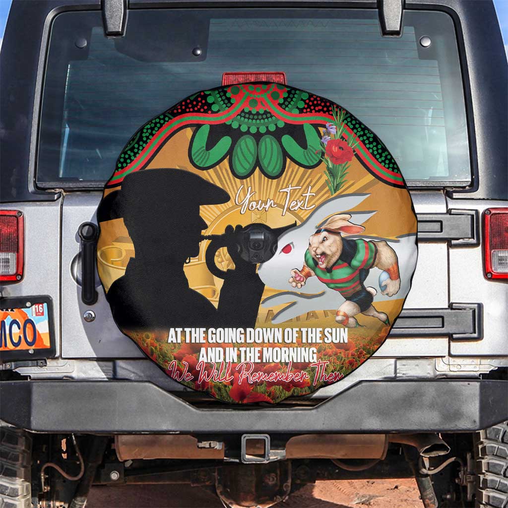 Personalised Rabbitohs Rugby ANZAC Day Spare Tire Cover Last Post Poppy We Will Remember Them