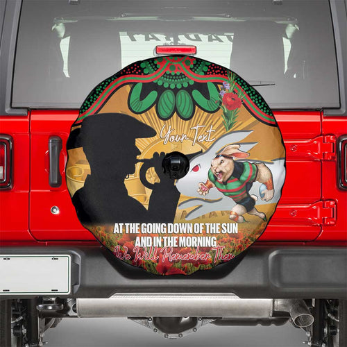 Personalised Rabbitohs Rugby ANZAC Day Spare Tire Cover Last Post Poppy We Will Remember Them