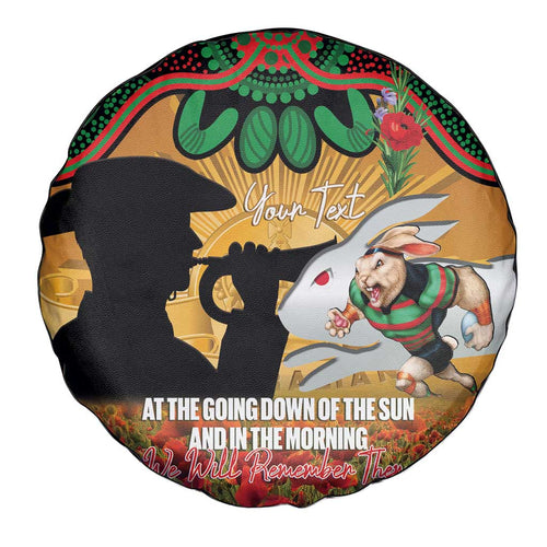 Personalised Rabbitohs Rugby ANZAC Day Spare Tire Cover Last Post Poppy We Will Remember Them
