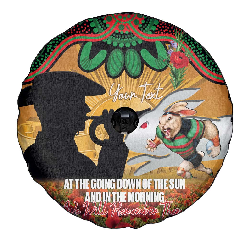 Personalised Rabbitohs Rugby ANZAC Day Spare Tire Cover Last Post Poppy We Will Remember Them