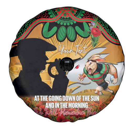 Personalised Rabbitohs Rugby ANZAC Day Spare Tire Cover Last Post Poppy We Will Remember Them