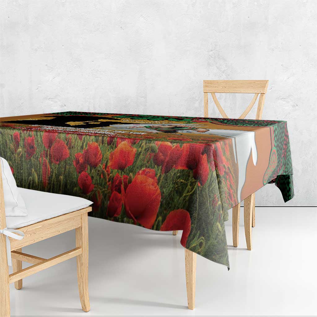 Personalised Rabbitohs Rugby ANZAC Day Tablecloth Last Post Poppy We Will Remember Them